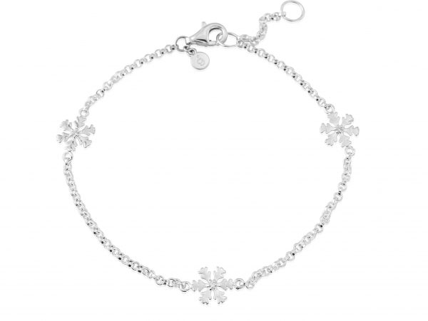 Snowflake Bracelet - Sterling silver, zirconias - Length 18cm-20cm